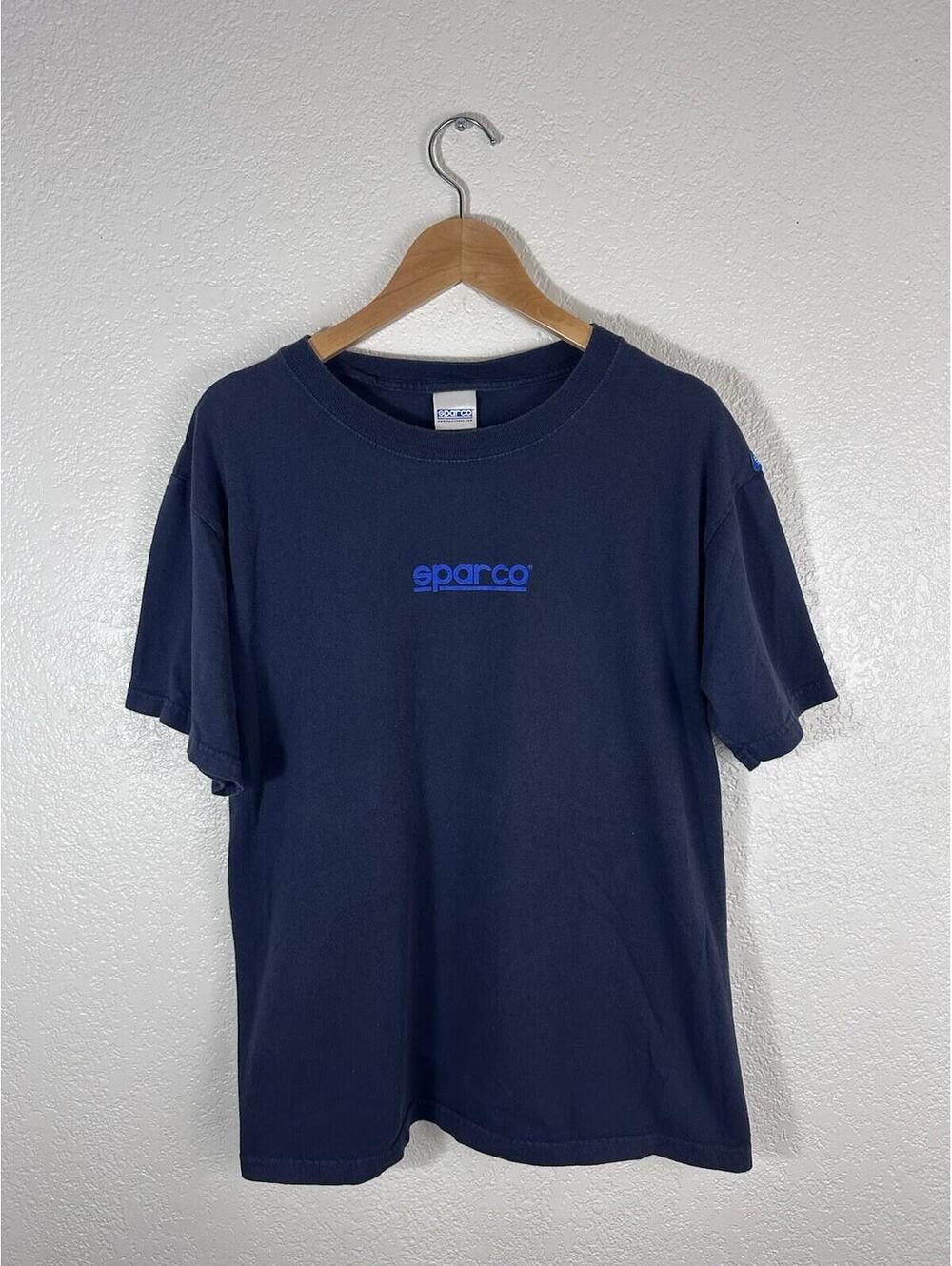 Sparco Graphic T-Shirt Navy Blue Racing Logo Short Sleeve Men’s Medium